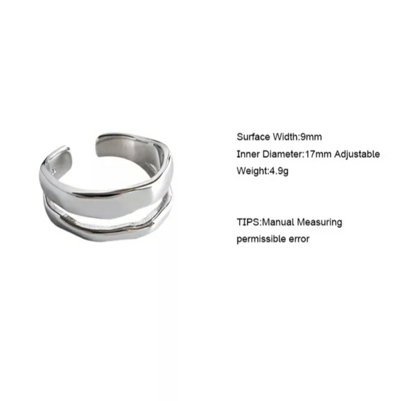NEW SILVER / GOLD PLATED DOUBLE WAVE RING - Picture 6 of 6